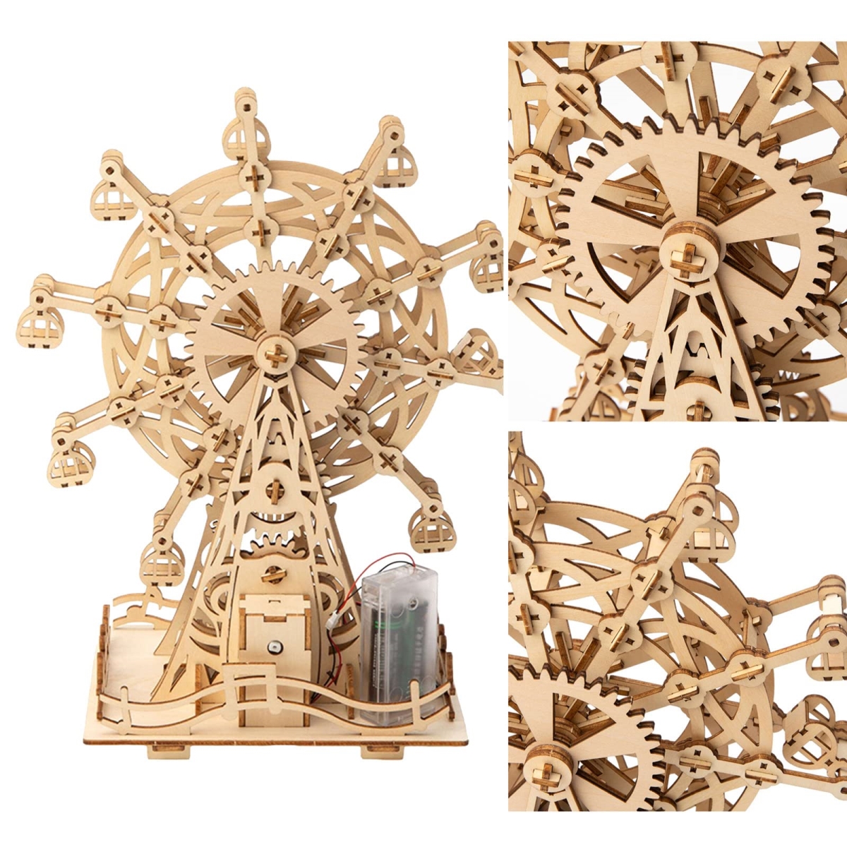 Picture of tek NT83157 auryee Solar 3D Wooden Puzzle Ferris Wheel DIY Model Kit Craft Sets Educational Mechanical Building Toys for Adult & Kids Age 8-14 Plus