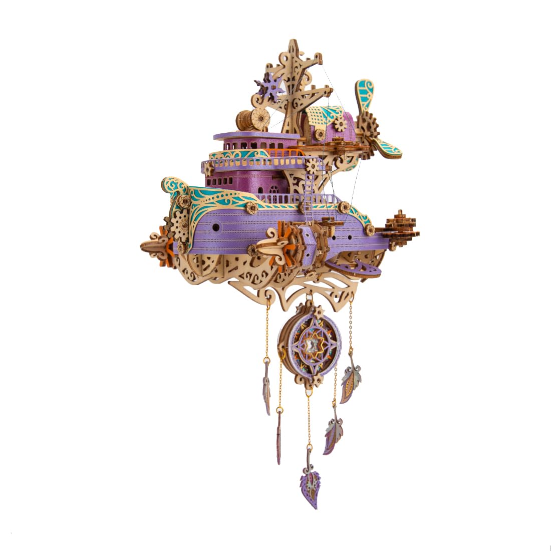 tek NT73977 3D Steampunk Flyship Wooden Puzzle Spaceship Model Kit to Build, Home Decor for Adults