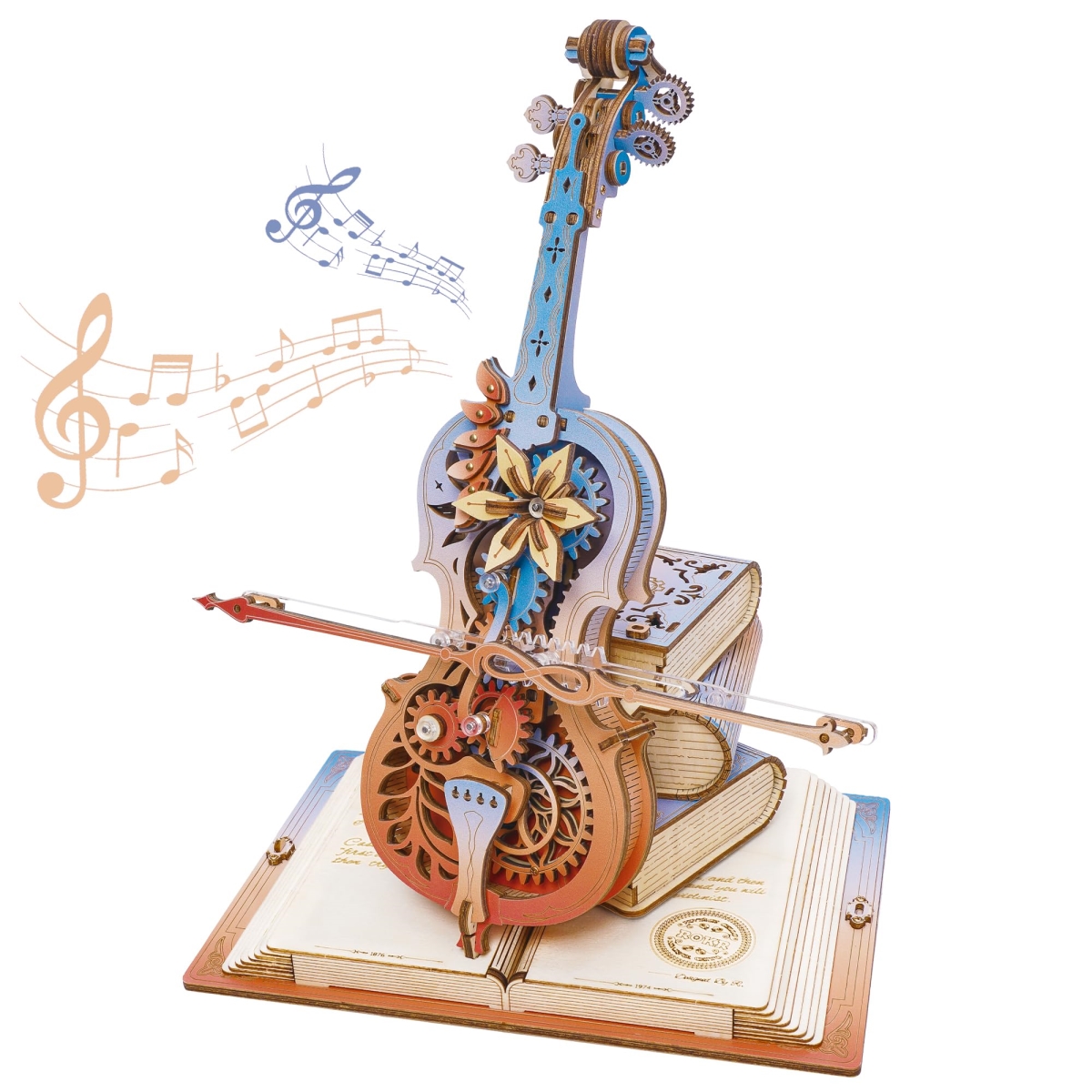 tek NT74222 ROKR 3D Puzzles, Wooden Music Boxes-Cello, Model Kits, DIY Building Sets for Kids, Birthday Gifts Hobbies for Women & Men