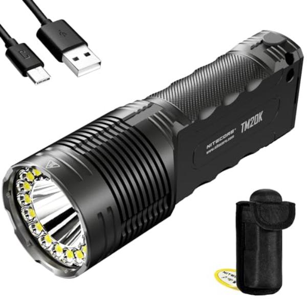 tek NT74431 Nitecore TM20K 20,000 Lumen USB-C Rechargeable LED Flashlight with Nitecore Sticker, Black