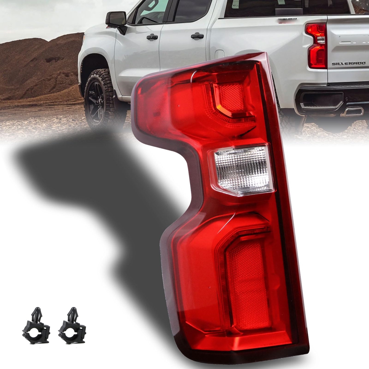 tek NT74947 Nakuuly Left Driver Side LED Style Taillight Brake Rear Lamp with Bulb & Harness for 2019-2023 Chevrolet Silverado 1500
