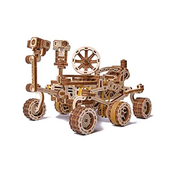 tek NT74986 7.9 x 4.7 in. Wood Trick Mars Rover 3D Mechanical Wooden Puzzle Kit for Adults & Kids, Fun to Build DIY Model Rides Up to 13 ft.