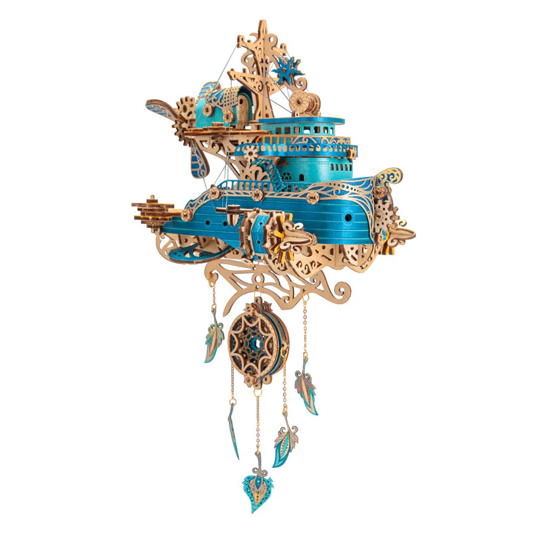 tek  3D Steampunk Flyship Wooden Jigsaw Puzzle Spaceship Model Kit to Build, Home Decor, Christmas Birthday Gifts, DIY Crafts for Adults