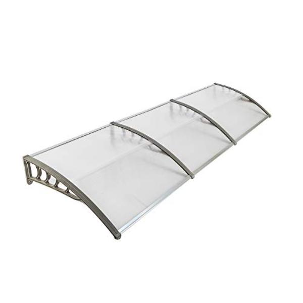 tek NT77090 120 x 40 in. Modern Polycarbonate Front Door & Window Awning Canopy for Rain, Snow & Sunlight Protection Hollow Sheet - Clear & Black
