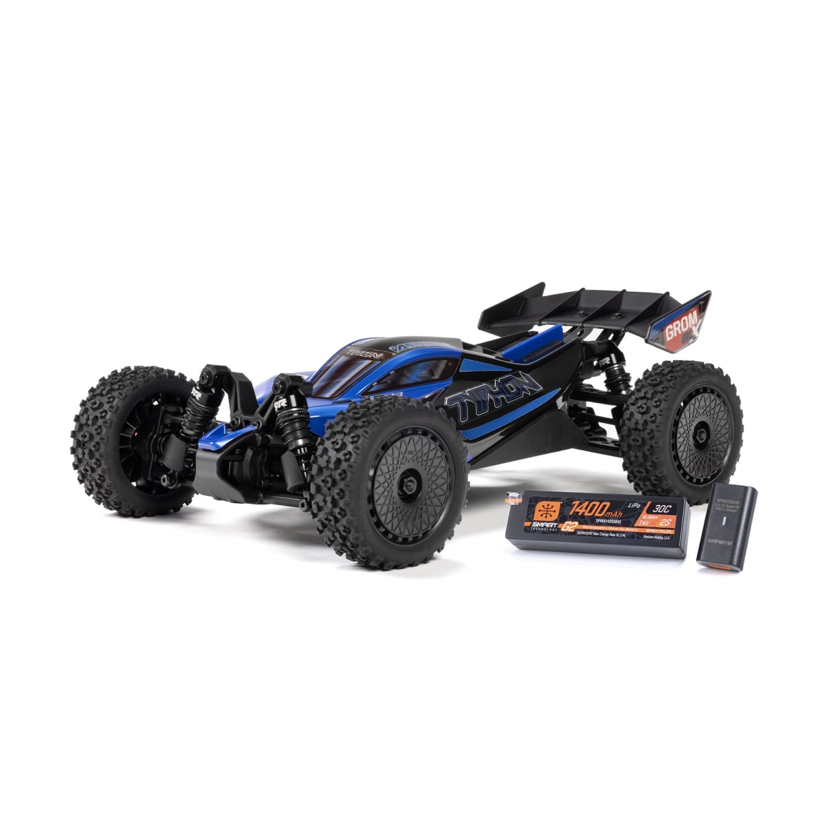 tek NT77803 UNO1RC ARRMA RC Car Typhon GROM 4X4 223S BLX BRUSHLESS Small Scale Buggy RTR with DSC, Battery & Charger Included, Blue