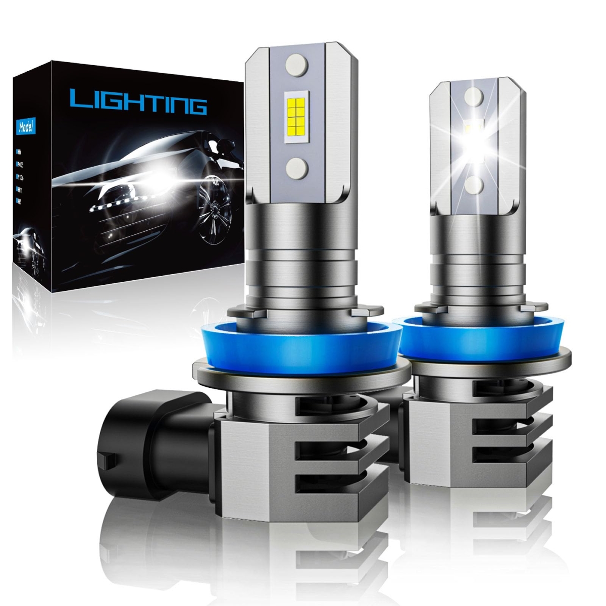 tek NT78481 RCJ H8, H9, H11 Fog Bulbs with Cooling Fan & Plug-N-Play, 6000K Cool White - Pack of 2