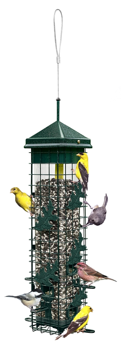 tek NT78525 200 Squirrel-proof Solution Bird Feeder with 6 Feeding Ports, 3.4-pound Seed Capacity, Free Seed Funnel