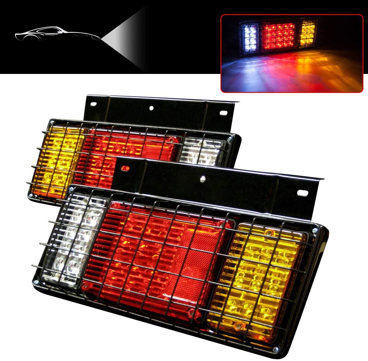 tek NT78608 Limicar 40 LED Trailer Reverse Tail Lights Kit with Iron Net Protection for Truck - 2 Piece