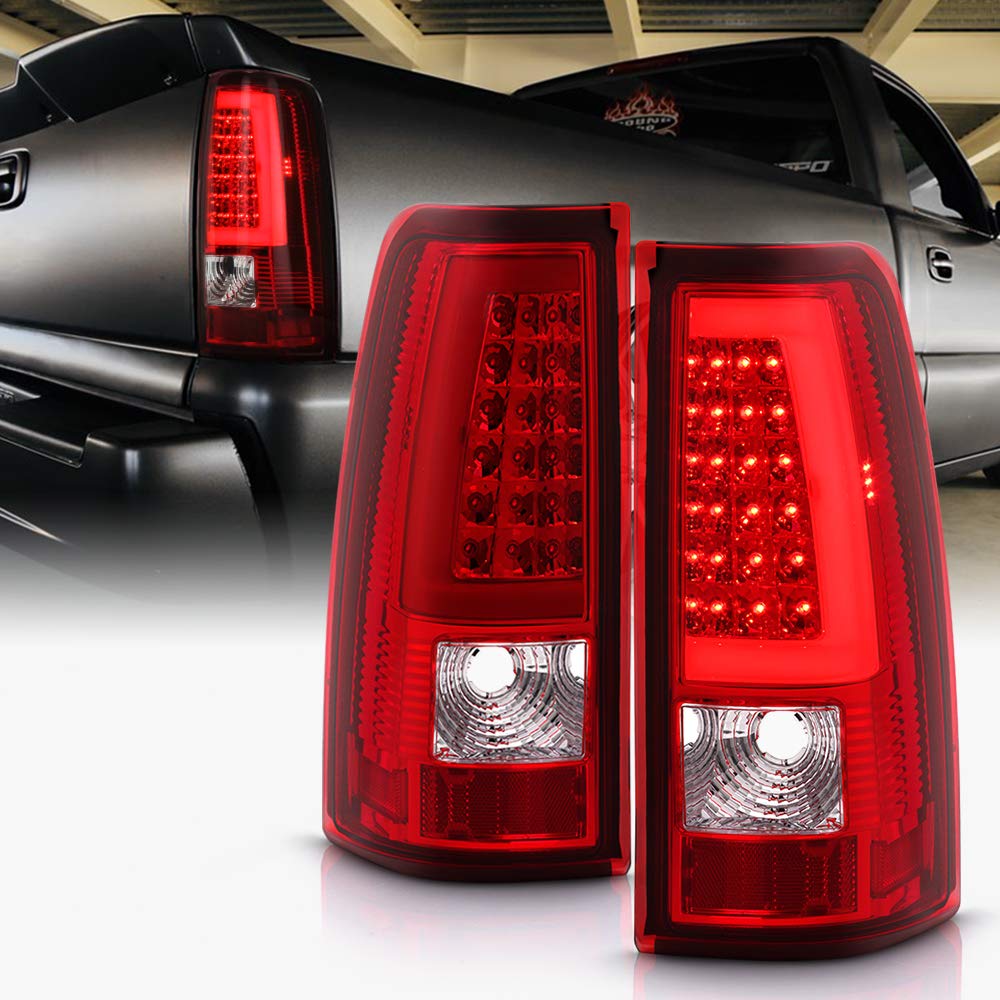tek NT78767 UNO1RC ACANII for 2003-2006 Chevy Silverado 1500 2500 3500 Red LED Tube Tail Lights Brake Lamps Assembly Driver & Passenger