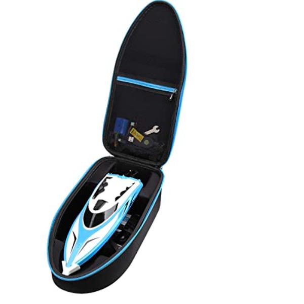 tek NT74416 UNO1RC Aproca Hard Storage Travel Case for Force1 Velocity H102 RC Boat & DEERC H120 RC Boat - Black-Blue Zipper