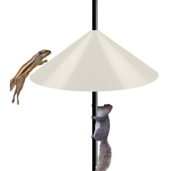 tek NT74675 19 in. Wide Squirrel Baffle for Bird Feeder Pole, Outside Pole Mount Stopper & Bird House Guard for Outdoor Shepherds Hook, Beige