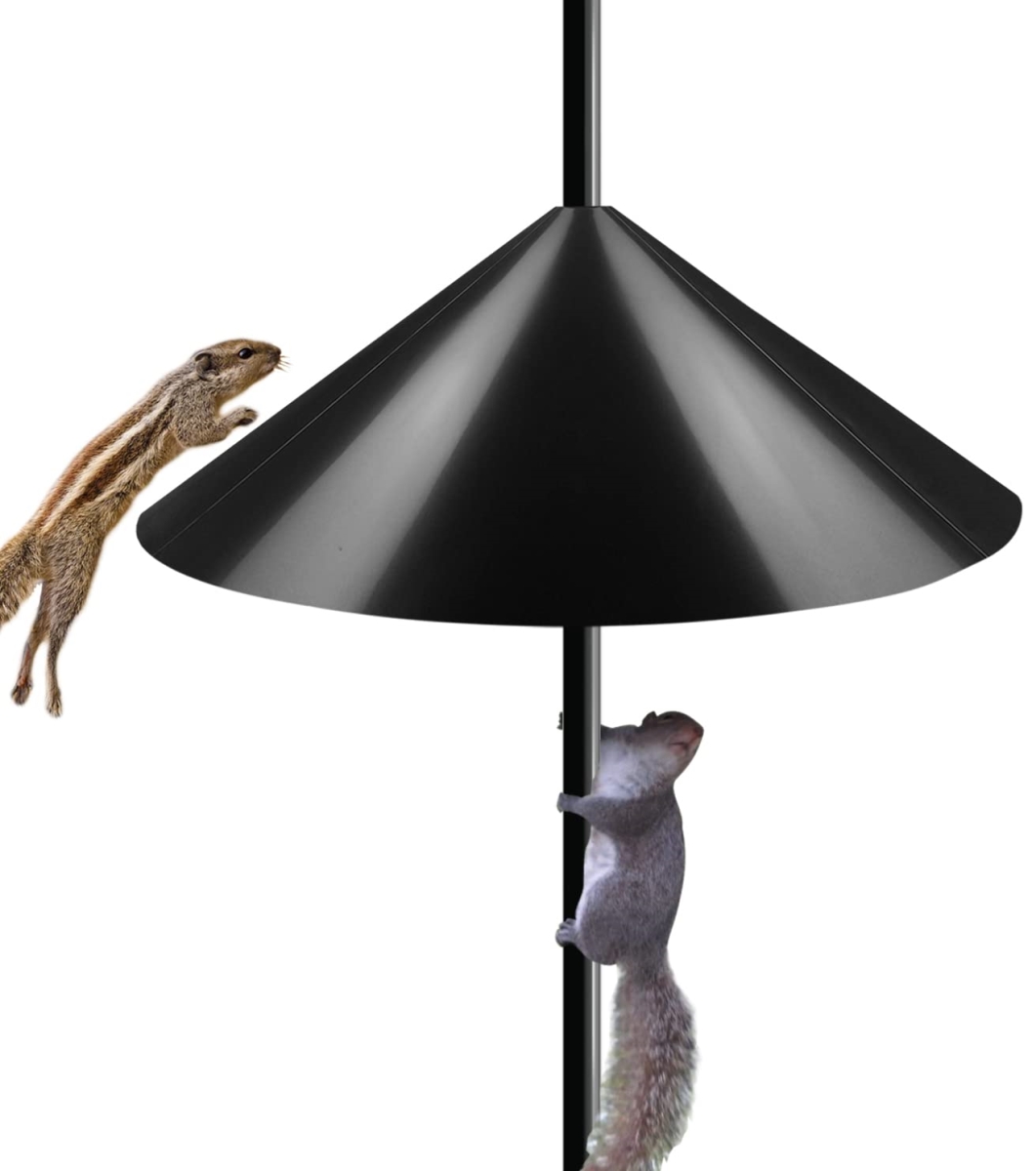 tek NT74735 19 in. Wide Squirrel Baffle for Bird Feeder Pole, Outside Pole Mount Stopper & Bird House Guard for Outdoor Shepherds Hook, Black