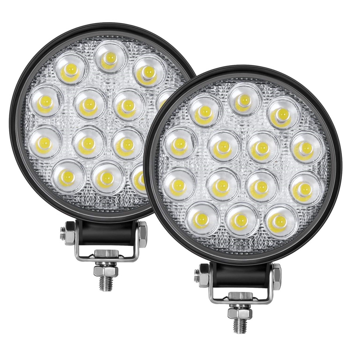 tek  UNO1RC Zmoon LED Round Light Bar 2 Piece 4.5 in. 140w 14000LM Flood Light Pod Off Road Fog Driving Roof Bar Bumper for SUV Truck, Hunters