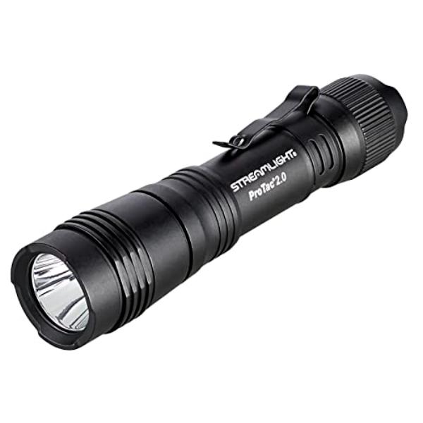 tek NT75966 Stream light 89000 ProTac 2.0 2000-Lumen Rechargeable Tactical Flashlight with USB C Cable & Holster, Box, Black