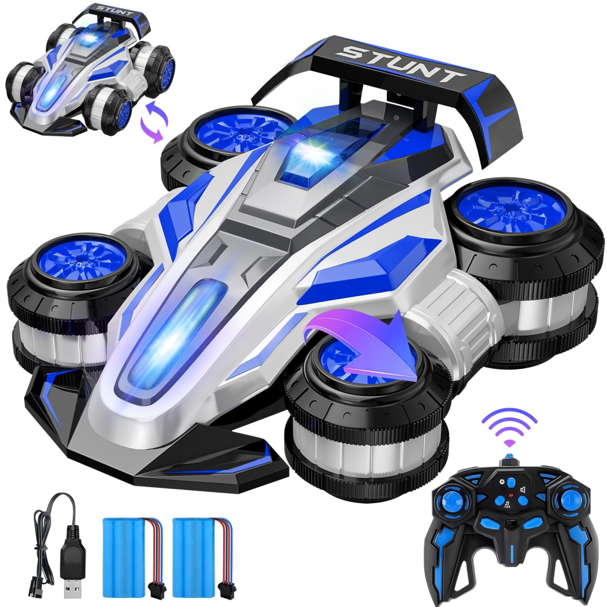 tek NT76910 UNO1RC High-Speed Drift RC Stunt Deformation Car, 360 deg Rotating Transforming RC Car, Birthday Gift for Boys & Girls Aged 6-16