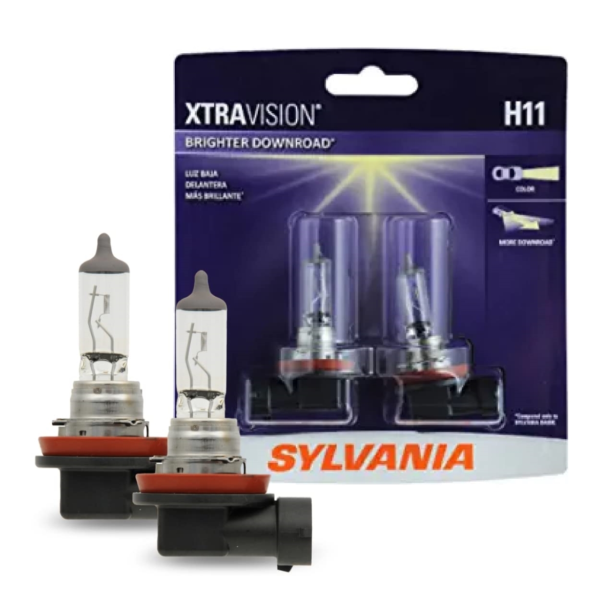 tek UNO1RC SYLVANIA - H11 XtraVision - High Performance Halogen Headlight Bulb, High Beam, Low Beam & Fog Replacement Bulb - Contains 2 Bulbs