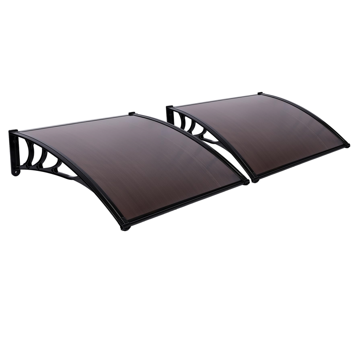 tek  40 x 40 in. Window Awning Door Canopy Exterior with Polycarbonate Cover for Sun Shutter, UV, Rain & Snow Protection, Brown - 2 Piece