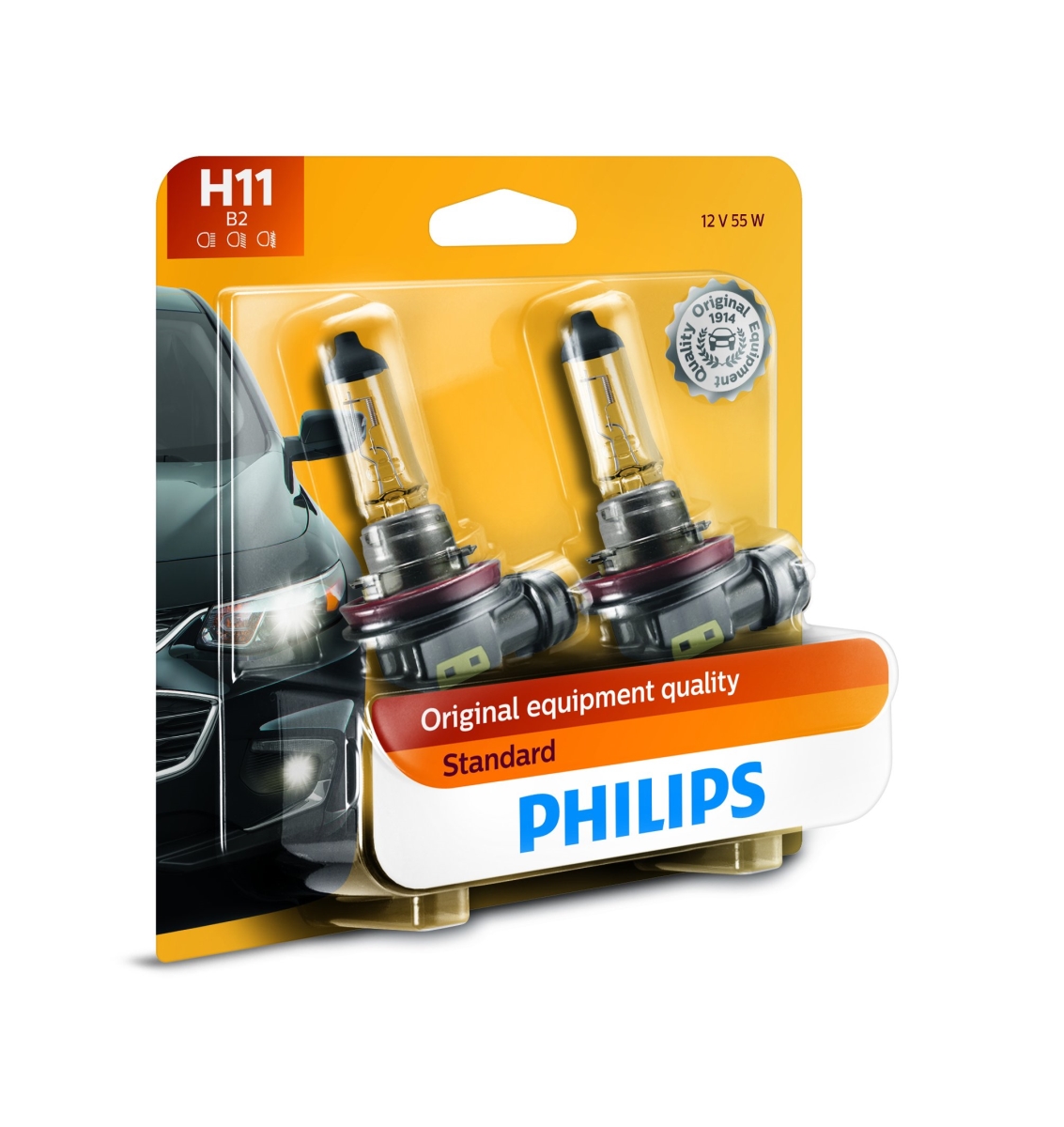 tek NT78133 PHILIPS - 12362B2 H11 Standard Halogen Replacement Headlight Bulb - Pack of 2
