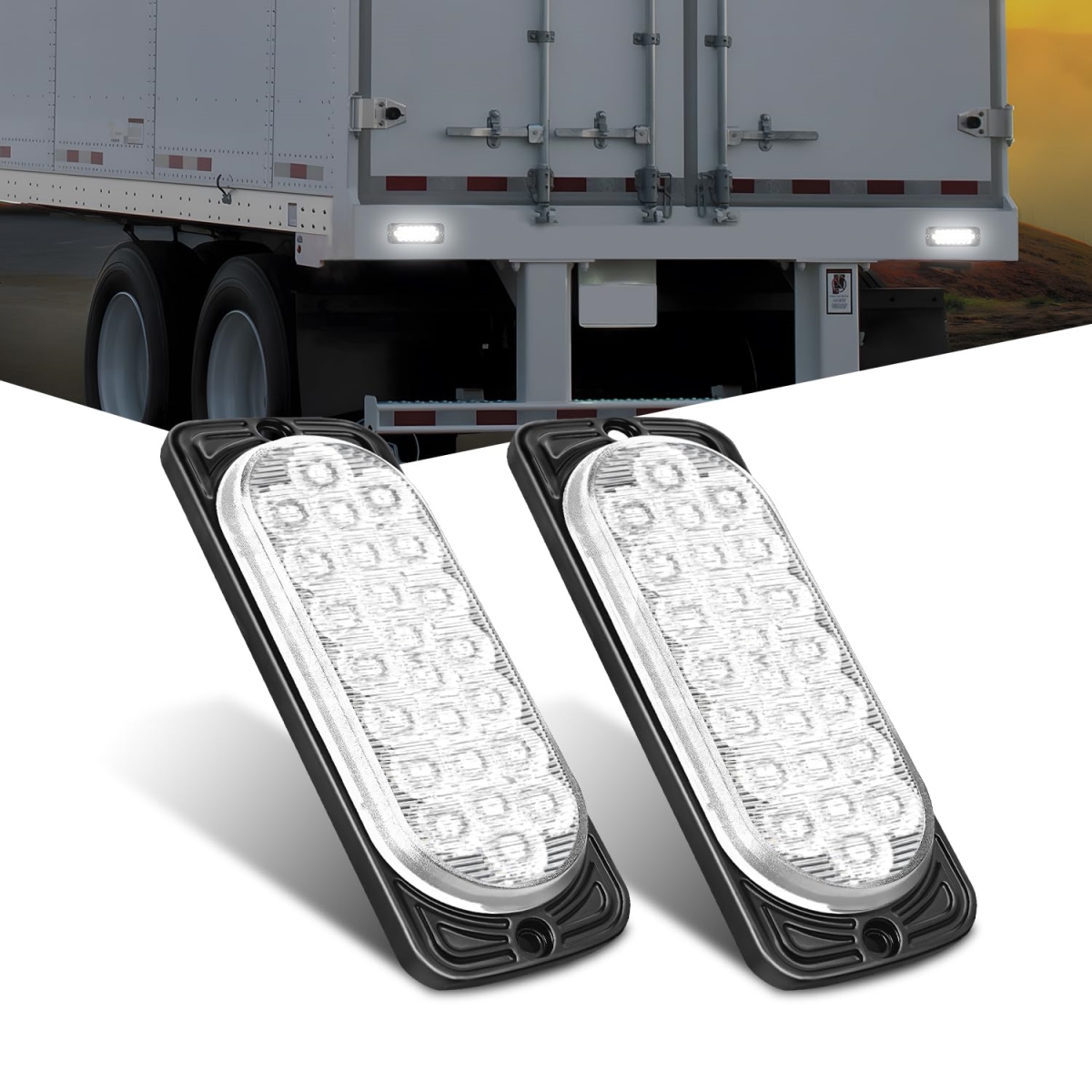 tek  5.5 in. Nilight Surface Mount IP67 Waterproof Aluminum Housing 24 LED Back Up Reverse Marker Tail Light for 10-30V Truck, White - 2 Piece