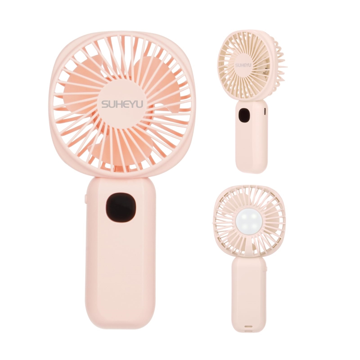 tek NT78273 Portable Handheld Small USB Rechargeable 4000mAh Battery as Power Bank Mini Cooling Fan in LED Nightlight for Travel - Pink