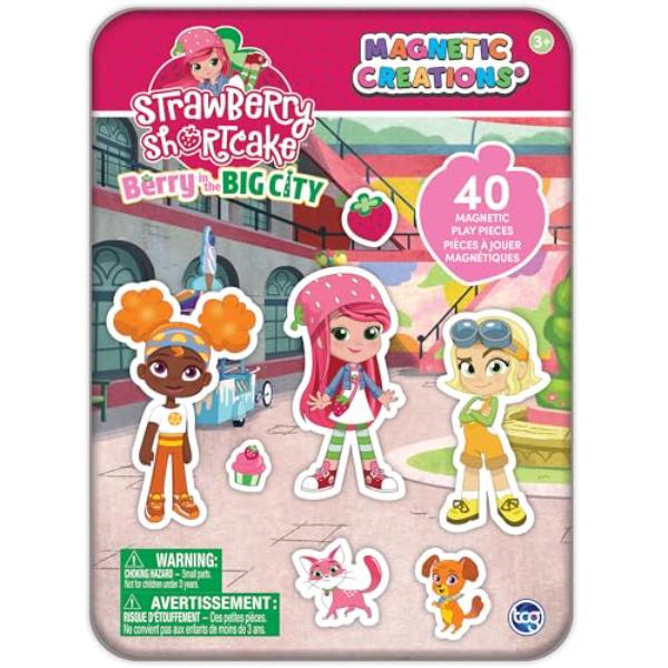 tek  Magnetic Creations Tin Strawberry Shortcake Creative Storytelling Playset with 40 Pop-Out Magnets, Beautiful Play Scene for Kids Ages 3 Plus