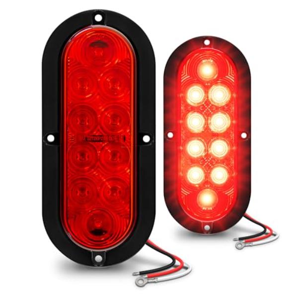 tek NT79942 6 in. True Mods Oval LED Surface-Mount IP67 Waterproof Trailer Tail Light Kit for Boat & Trailer, Red - 2 Piece