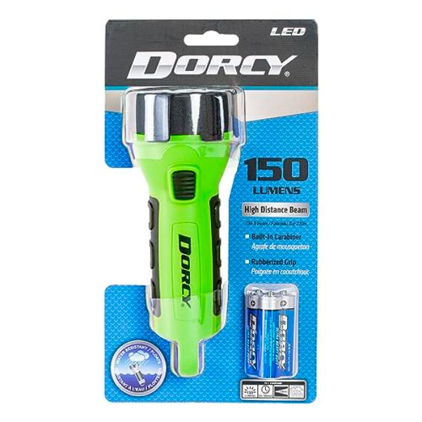 tek NT81539 Dorcy 150 Lumen Floating Water Resistant LED Flashlight with Carabineer Clip, Neon Green 41-2513