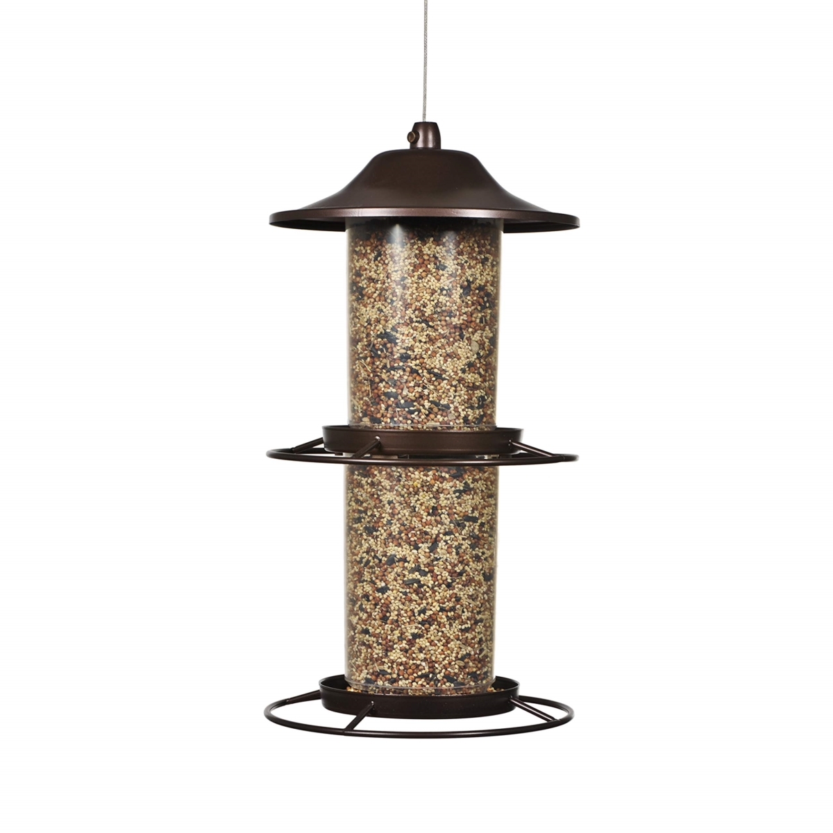 tek NT82290 Perky-Pet 325SCOMBO-1SR 2-Tier Outdoor Panorama Wild Bird Feeder with Hanging Hook - 4.5 lbs Seed Capacity, Large