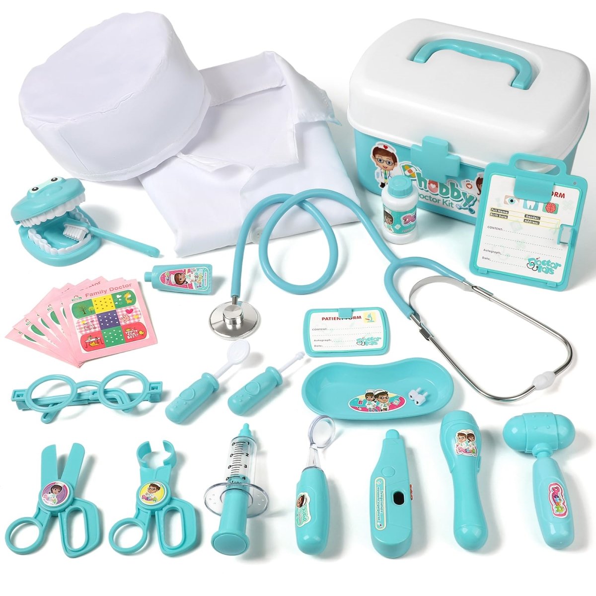 Picture of tek NT82710 Durable Doctor Deluxe Pretend Play Medical Kit Toy with Real Stethoscope&#44; Toys for Toddlers&#44; Kids&#44; Boys & Girls Aged 3-8&#44; 27 Piece