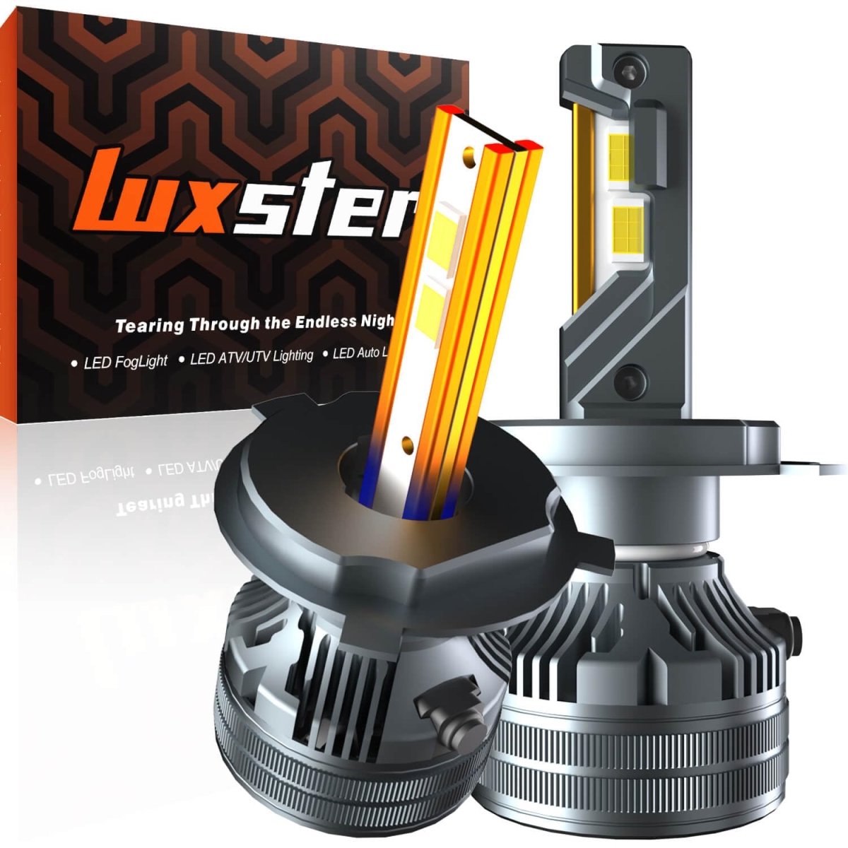 tek NT83262 Luxster Punisher IP68 Waterproof Ultra-Bright 40000 Lumens H4, 9003, HB2 LED Fog Light Bulbs, 6000K Pure White - Pack of 2