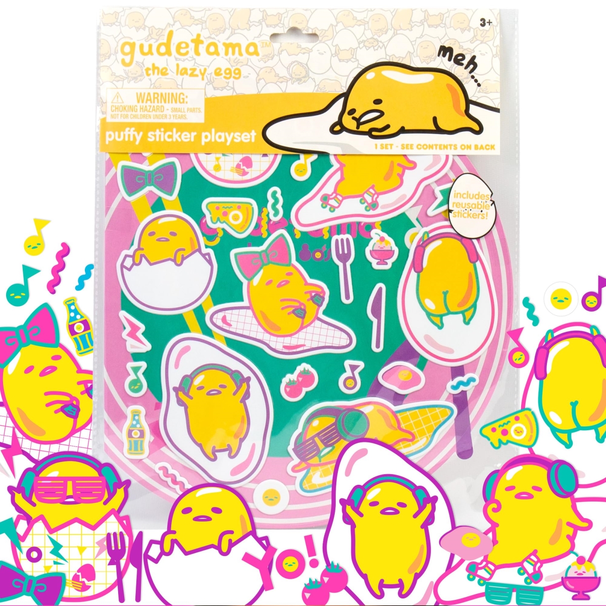 tek NT79394 Gudetama The Lazy Egg Puffy Sticker Playset