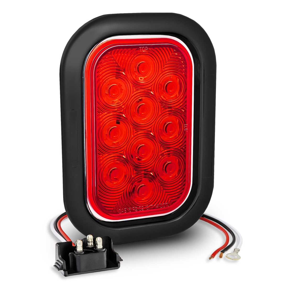 tek NT79474 5 x 3, 3 x 5 in. True Mods Rectangle LED Trailer Tail Light Kit with Grommets & Plugs for Tow Truck & 80 in. Wide Trailer, Red