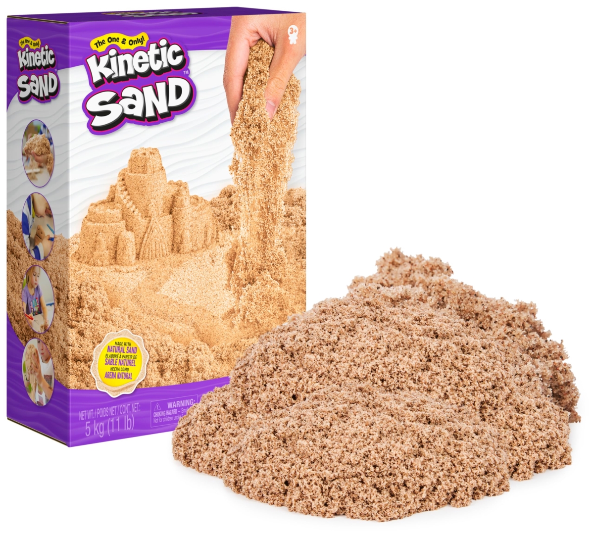 tek  UNO1RC Kinetic Sand, 11lb - 5kg Natural Brown Bulk Play Sand for Arts & Crafts, Sandbox, Moldable Sensory Toys for Kids Ages 3 & Up
