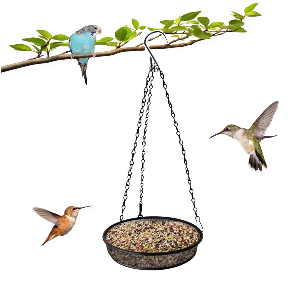 tek NT79544 Metal Mesh Bird Feeder Platform Hanging Tray for Garden, Attracts Birds