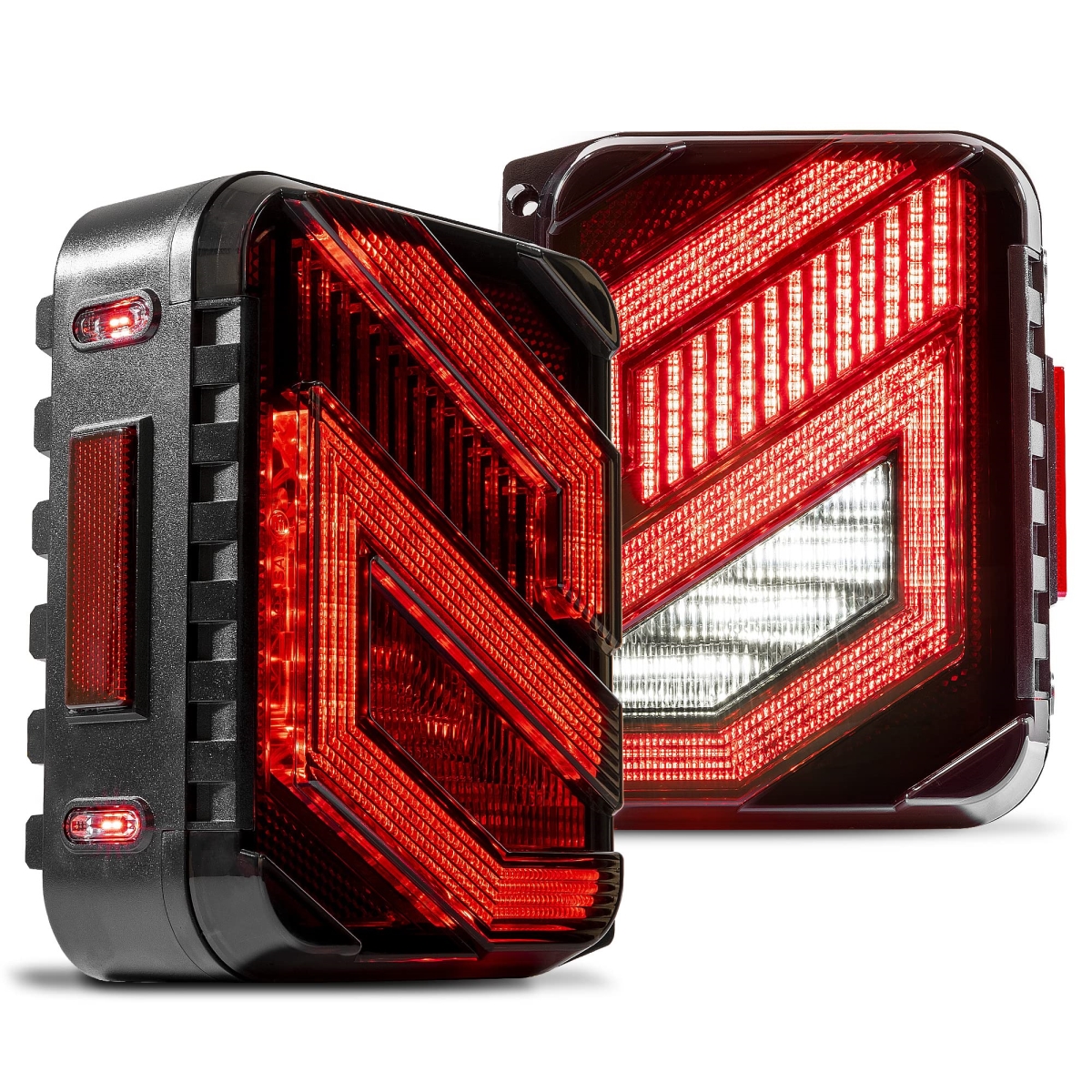 tek NT80181 True Mods LED Smoked Z-Design Sport Sahara Rubicon Unlimited Stop Rear Brake Tail Lights for 2007-2018 Jeep Wrangler JK JKU