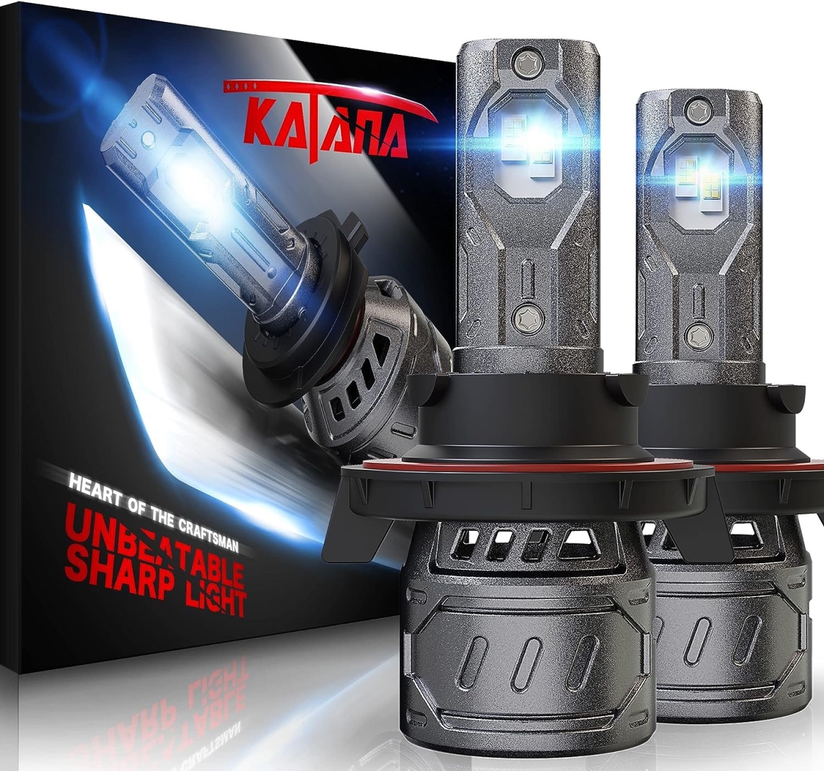 tek NT80360 KATANA H13 9008 Fog Light Bulbs, 400 Percent Brightness 70W Super Bright 6500K Cool White, Plug & Play - Mini Size - Pack of 2