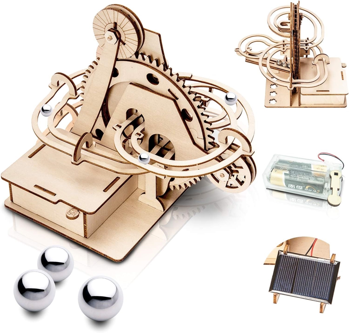 Picture of tek NT80895 Marble Run to Build 3D Wooden Puzzle Model Kit for Adults & Teens&#44; DIY STEM Project with Solar Power&#44; Educational Gift for Women&#44; Kids Ages 8-14