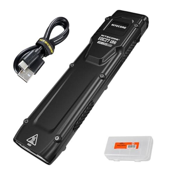 tek NT81294 Nitecore EDC27 UHi 3100 lumens Flat EDC Flashlight, USB-C Rechargeable, High Lumen Slim with Digital Display & LumenTac Case