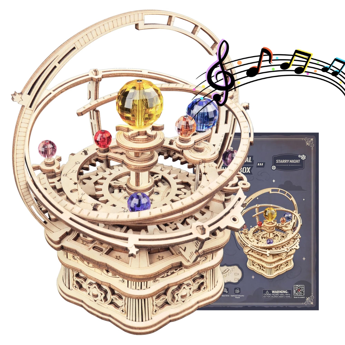 Picture of tek NT82969 ROKR 3D Puzzles Orrery Music Box Wooden Model Building Set&#44; DIY Wood Craft Solar System Kit STEM Toys Gifts for Teens&#44; Adults&#44; Boys & Girls
