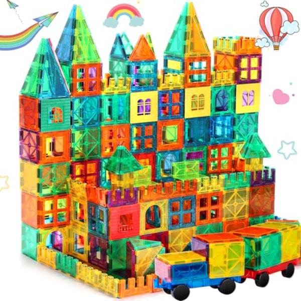 Picture of tek NT83279 FNJO Magnetic Tiles Building Blocks&#44; STEM Magnet Construction Set&#44; Stacking Toy Gift for Kids 3 Plus&#44; Boys&#44; Girls&#44; Preschool & Kindergarten Toy - 100 Piece