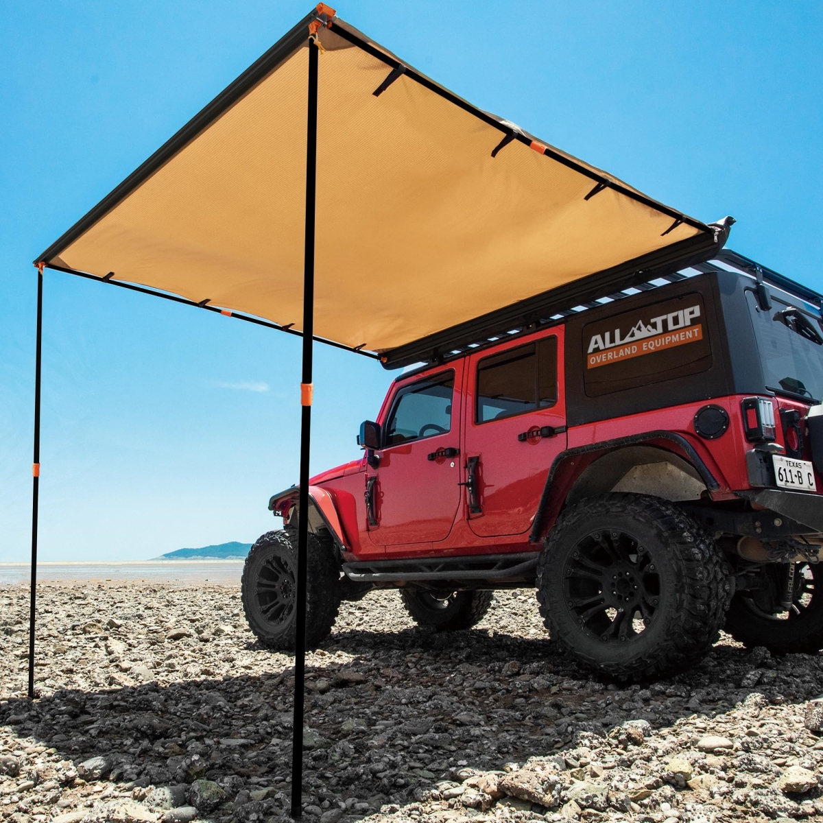 tek NT73826 UNO1RC ALL-TOP Vehicle Awning 8.2 x 10 ft. Roof Rack Pull-Out Sun Shade UV50 Plus, Weatherproof 4x4 Side Awning for Camping & Overland