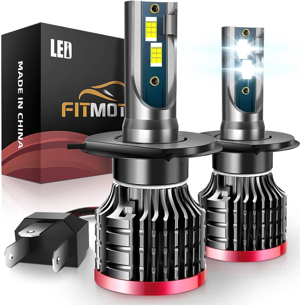 tek  UNO1RC H4 & 9003 LED Bulbs, 80W 16000 Lumens Bright, 6500K Cool White LED Fog Light Halogen Replacement IP68 Waterproof, Pack of 2
