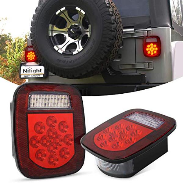 tek NT74113 UNO1RC Nilight - TL-21 2 Piece 39 LED Universal Stop Turn Tail Light for Truck Trailer Boat Jeep, 12V Stud Mounted Red & White Lamp