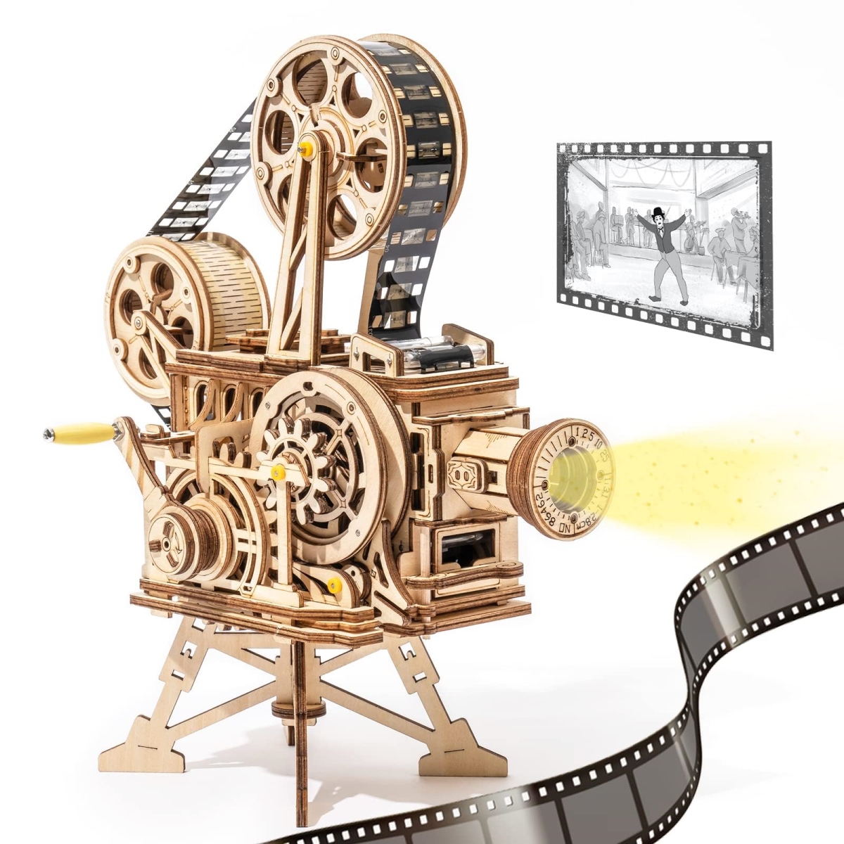 tek NT74190 ROKR 3D Wooden Puzzles Vitascope Mechanical Model Wooden Craft Movie Projector Gift for Adults & Teens - 183 Piece