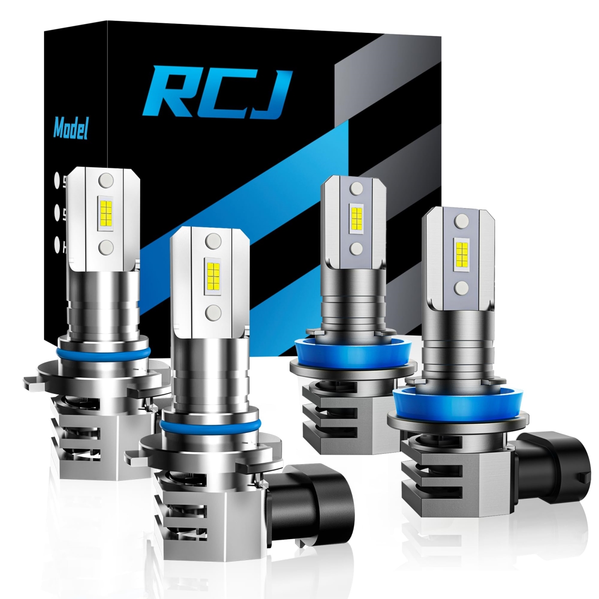 tek NT74539 RCJ 9005-HB3, H11, H8, H9 Fog Bulbs Combo with Plug-N-Play & Cooling Fan, 6000K Cool White - Pack of 4