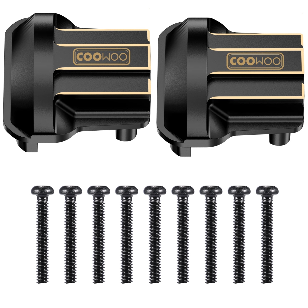 tek NT74767 UNO1RC COOWOO Brass Front Rear Axle Diff Covers Black Coating Diff Cover for TRX4M 1-18 Crawler Car Upgrade Parts, 2 Piece Black
