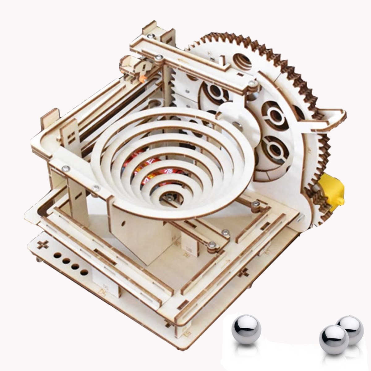 tek NT76686 3D Puzzle Marble Run Wood Mechanical Building DIY Mode Stem Projects Wooden Engineering Puzzle Science Project Kits for Kids & Adults