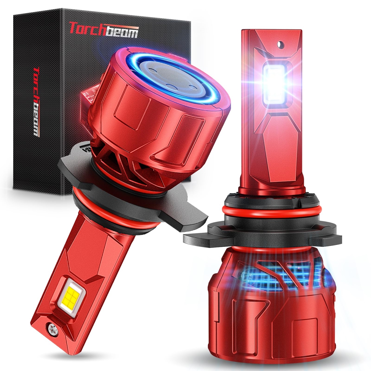 tek  Torchbeam 36000 Lumen 9012 & HIR2 Fog Lights with 360 deg Adjustable Ring, Cooling Fan & U-Shape Cooling Tube - 6500K White - Pack of 2