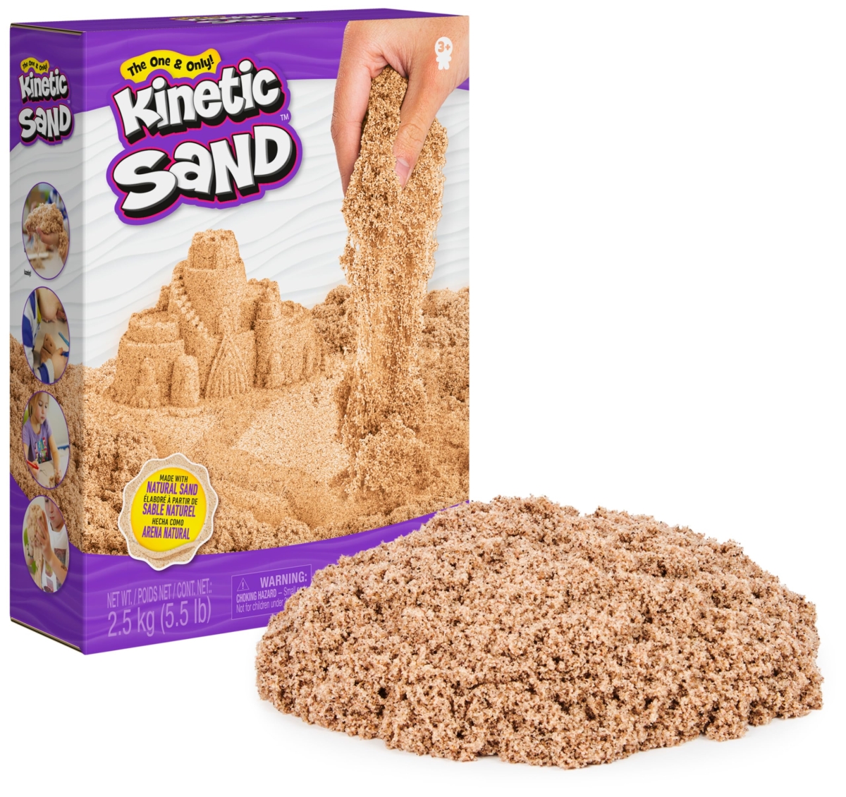 tek  UNO1RC Kinetic Sand, 5.5lbs - 2.5kg Natural Brown Play Sand for Arts & Crafts, Sandbox, Moldable Sensory Toys for Kids Ages 3 & Up