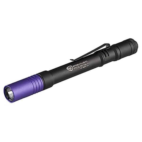 tek NT77111 Stream light 66149 Stylus Pro 400nm UV Rechargeable Penlight with USB Cord & Nylon Holster, Black
